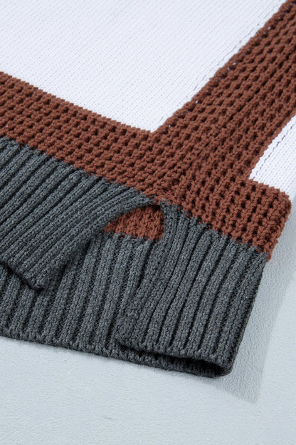 Western Horse Colorblock Trim Sleeveless Sweater Top