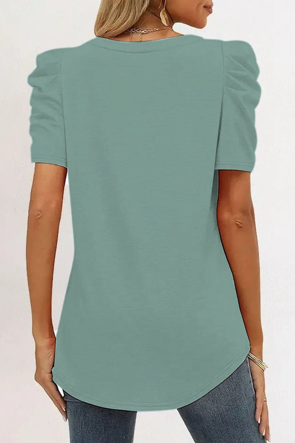 Puff Sleeve V-Neck T-Shirt