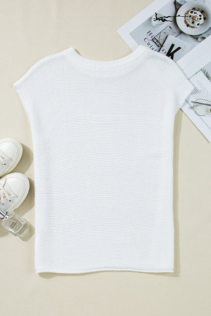 Solid Short Sleeve Side Slit Sweater Tee