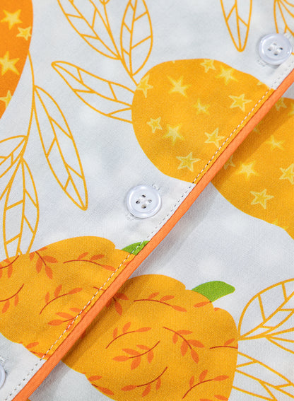 Pumpkin Polka Dot Trim Top & Pants Lounge Set