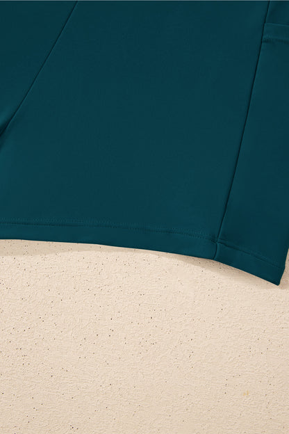 Contrast Trim Ruffle High Waist Swim Dress