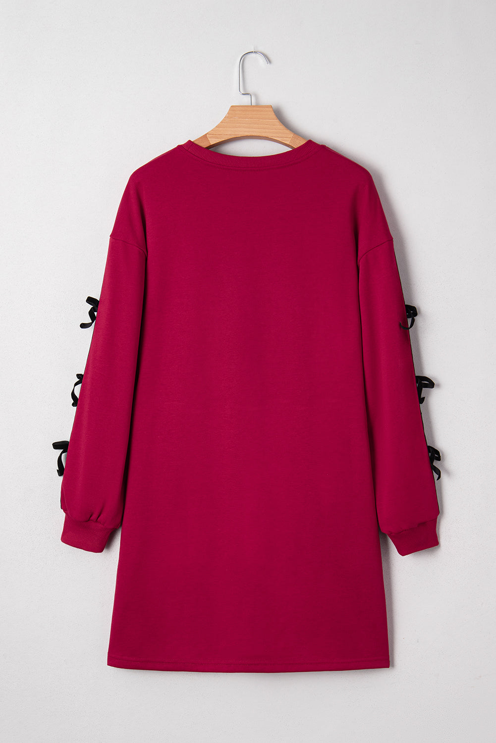Valentine Bow Tie Long Sleeve Sweatshirt Dress