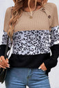 Cheetah Texture Patchwork Buttoned T-Shirt