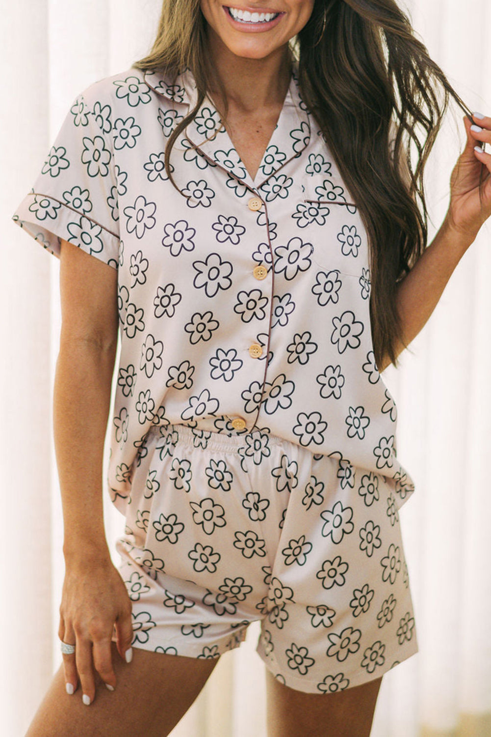 Floral Short Sleeve Pajama Set