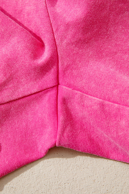 Mineral Wash Drawstring Elastic Waist Raw Edge Shorts