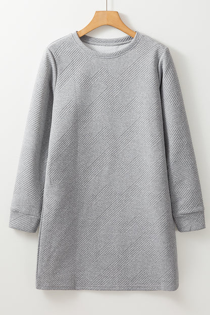 Solid Texture Long Sleeve Dress