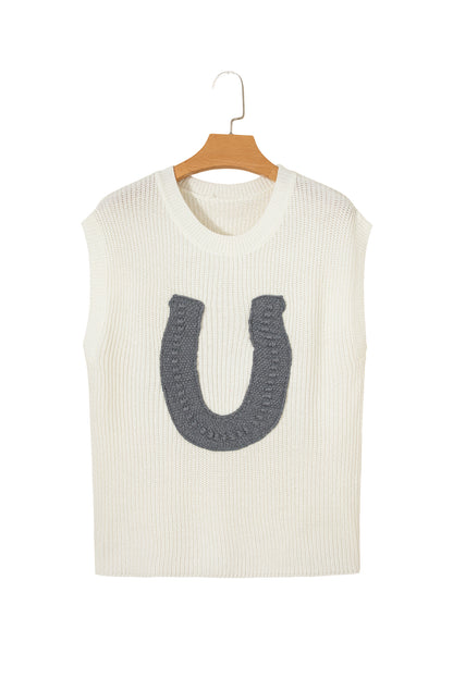 Western Horseshoe Crochet Short Sleeve Sweater