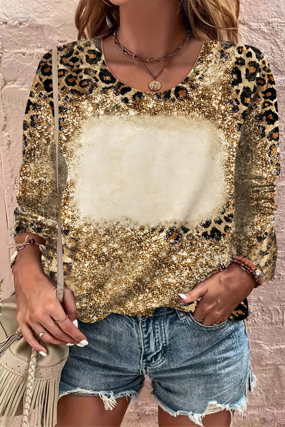 Cheetah Bleached Long Sleeve T-Shirt