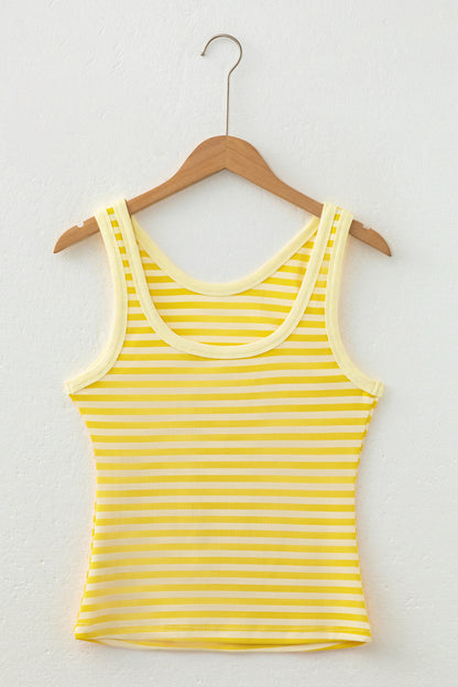 Stripe Ribbed Knit Sleeveless Tank Top