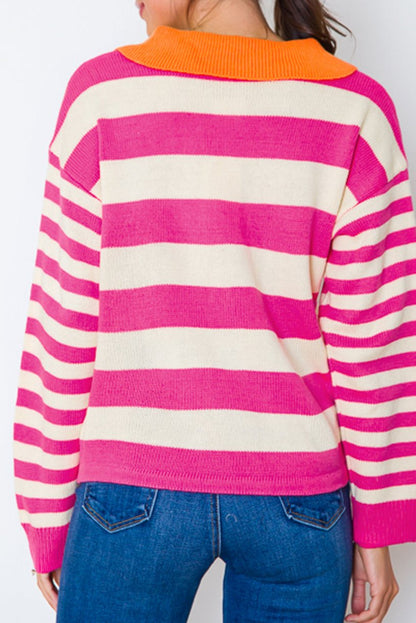 Stripe Colorblock V-Neck Sweater