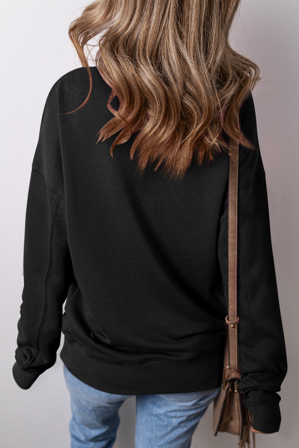 Drop Shoulder Crisscross Stitching Sweatshirt