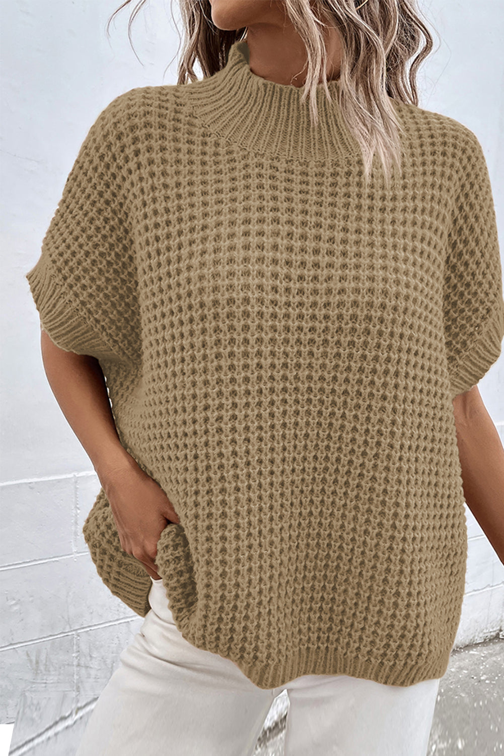 Mock Neck Batwing Sleeve Sweater