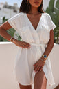 Flap Pockets Belted Beach Cover-Up