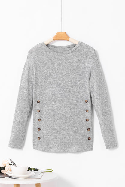 Side Button Long Sleeve Top