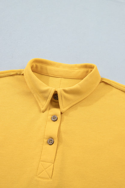 Solid Polo Tee & Elastic Waist Short Set