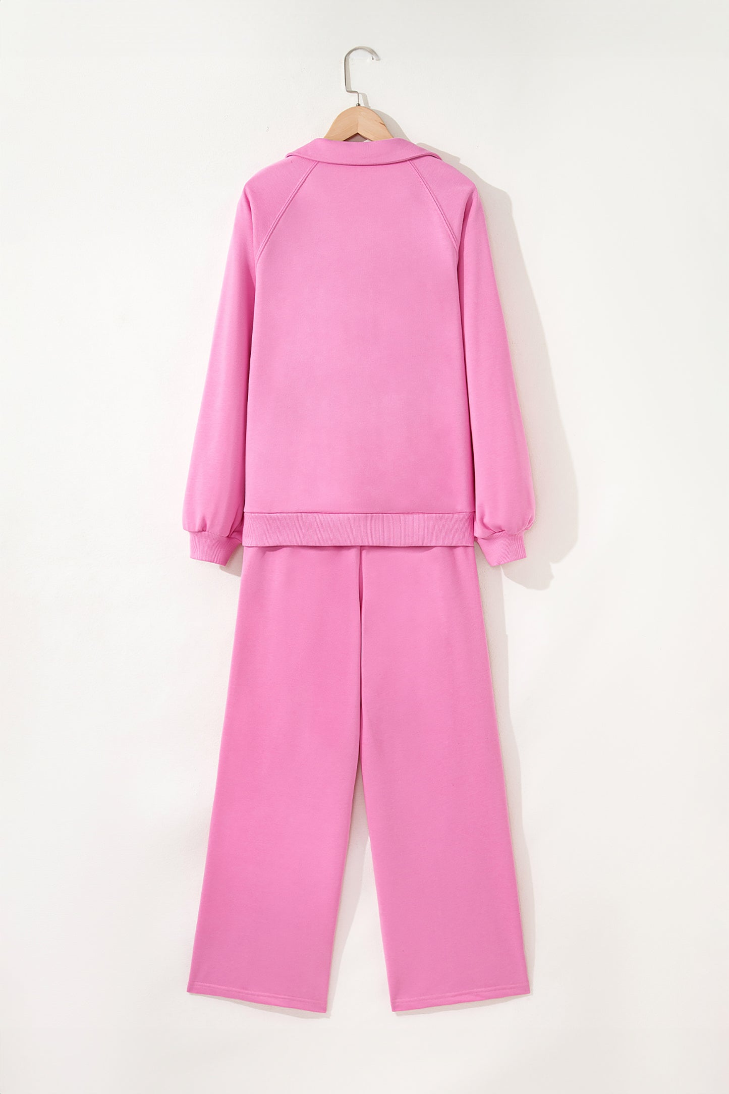 Solid V-Neck Pullover and Drawstring Sweatpants Set
