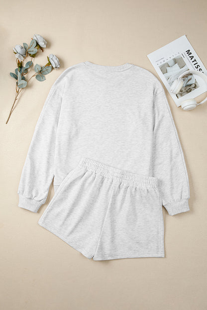 Bow Embroidered Pullover and Shorts Set