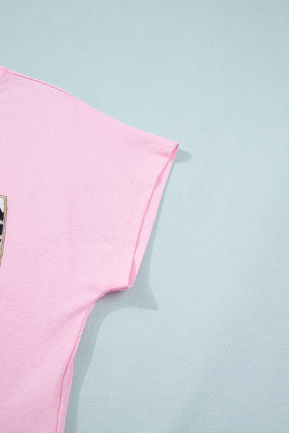 Leopard Bow Embroidered Short Sleeve T-Shirt