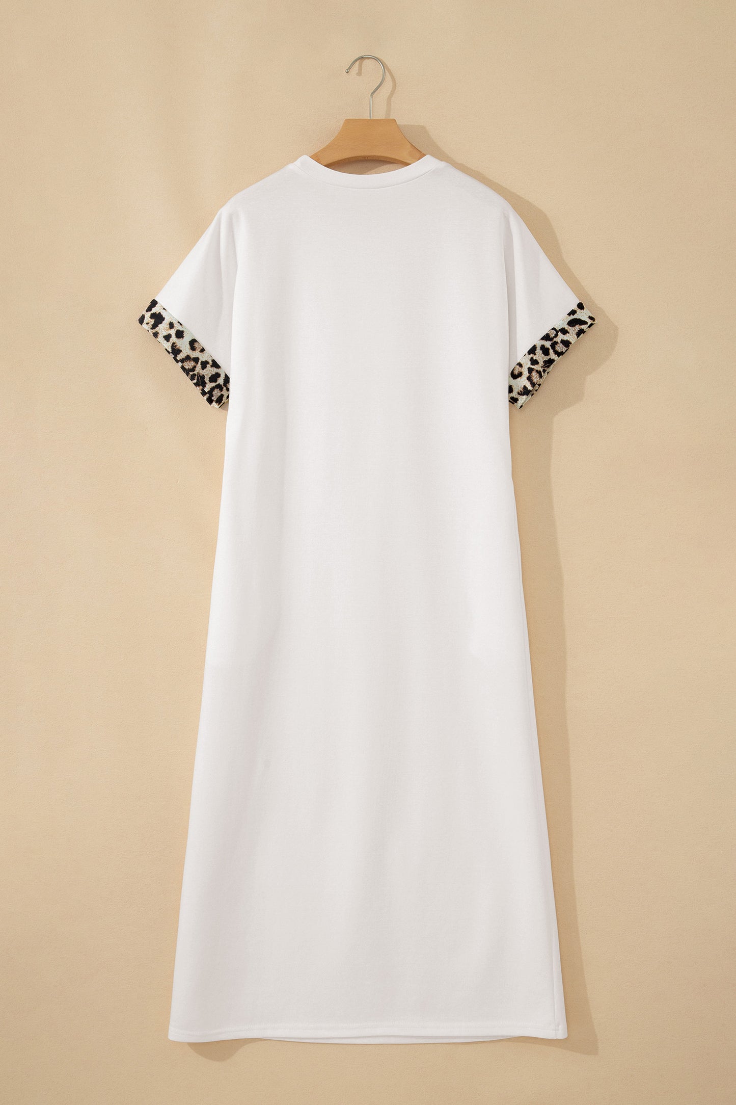 Leopard Bow Patched Short Sleeve T-Shirt Long Dress