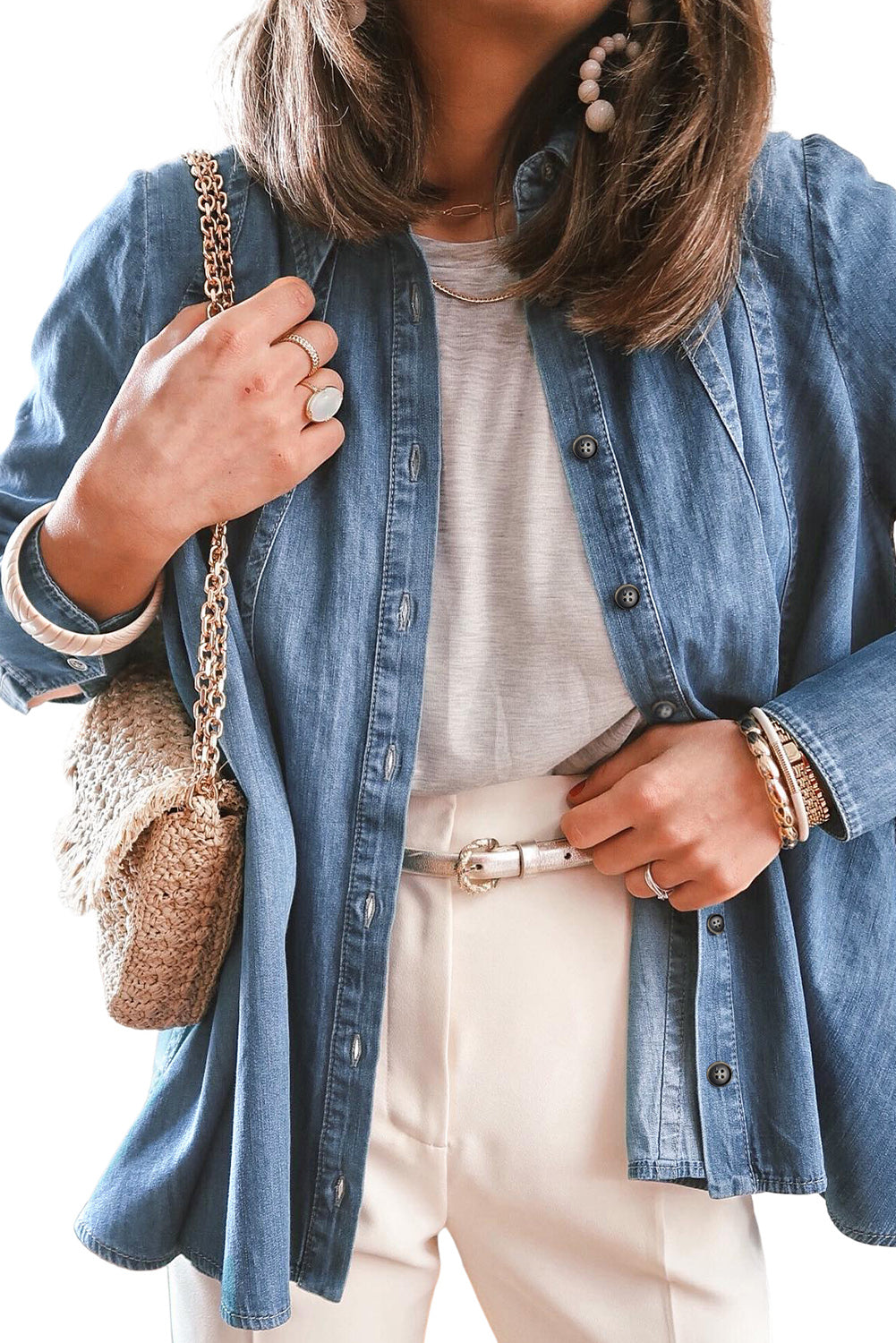 Denim Button Up Shirt Jacket