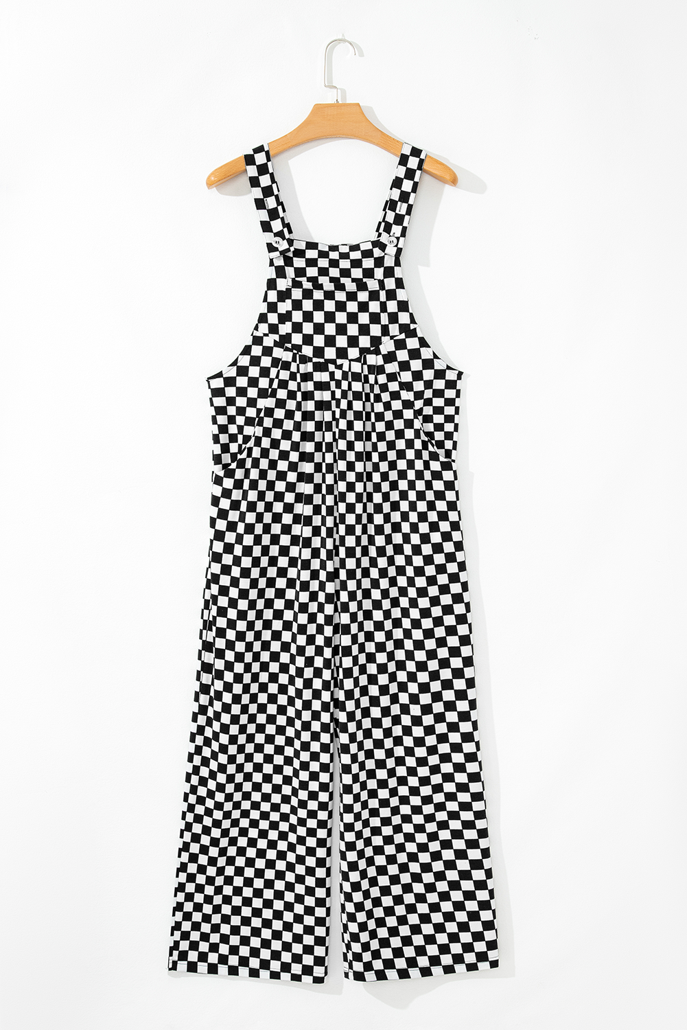 Checker Pocketed Wide Leg Jumpsuit