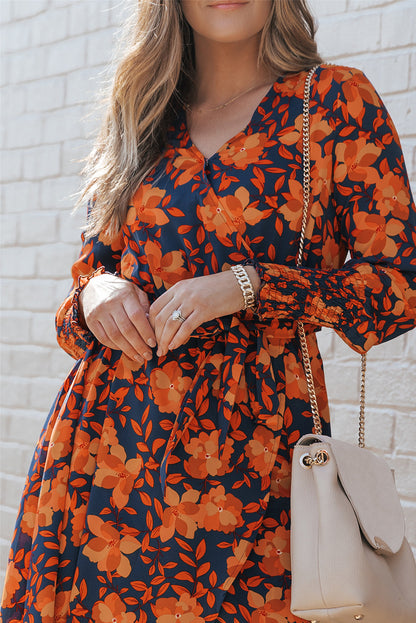 Floral Faux Wrap Belted Dress