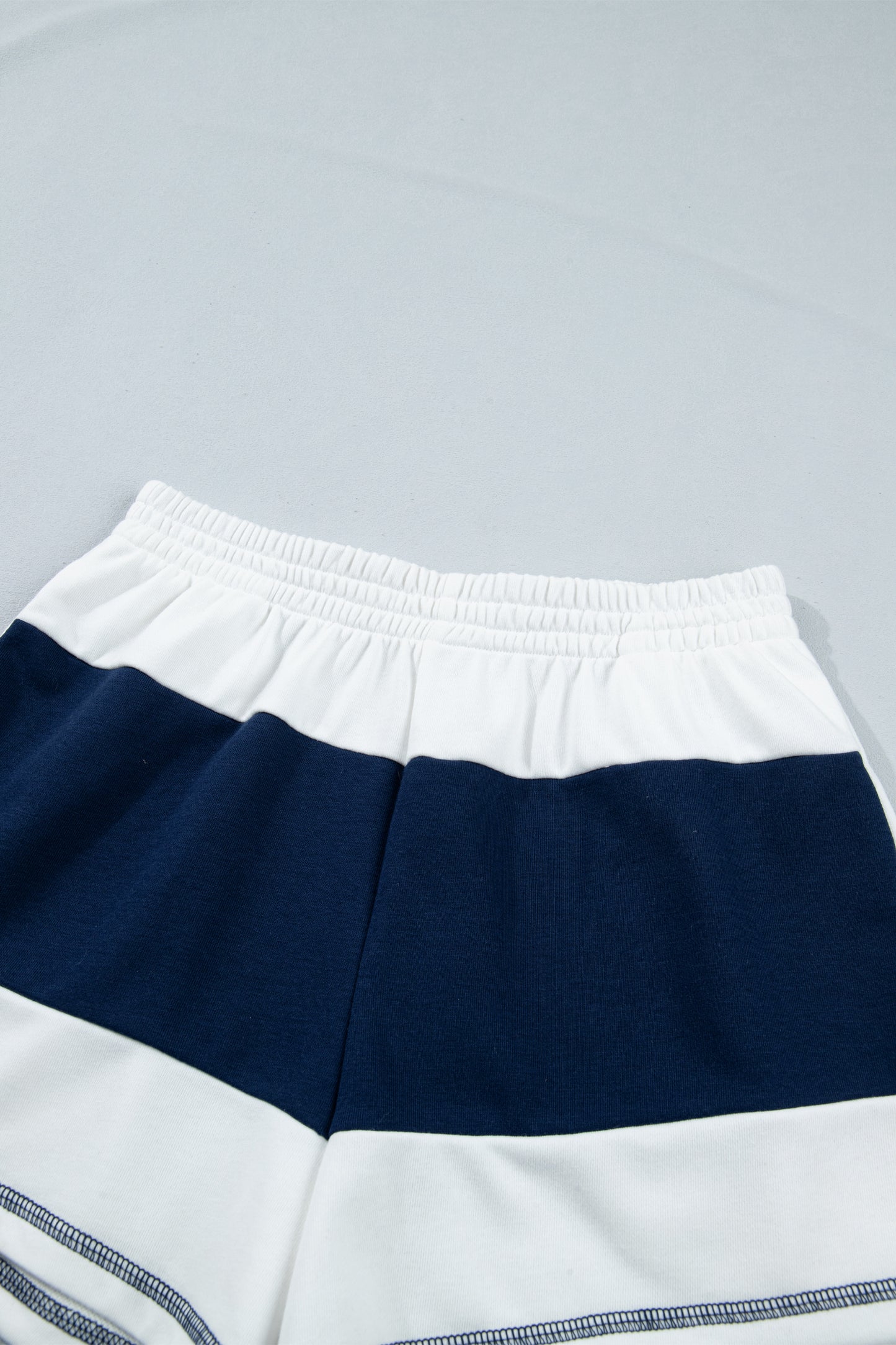 Exposed Seam 3/4 Sleeve Top & Elastic Waist Shorts Set