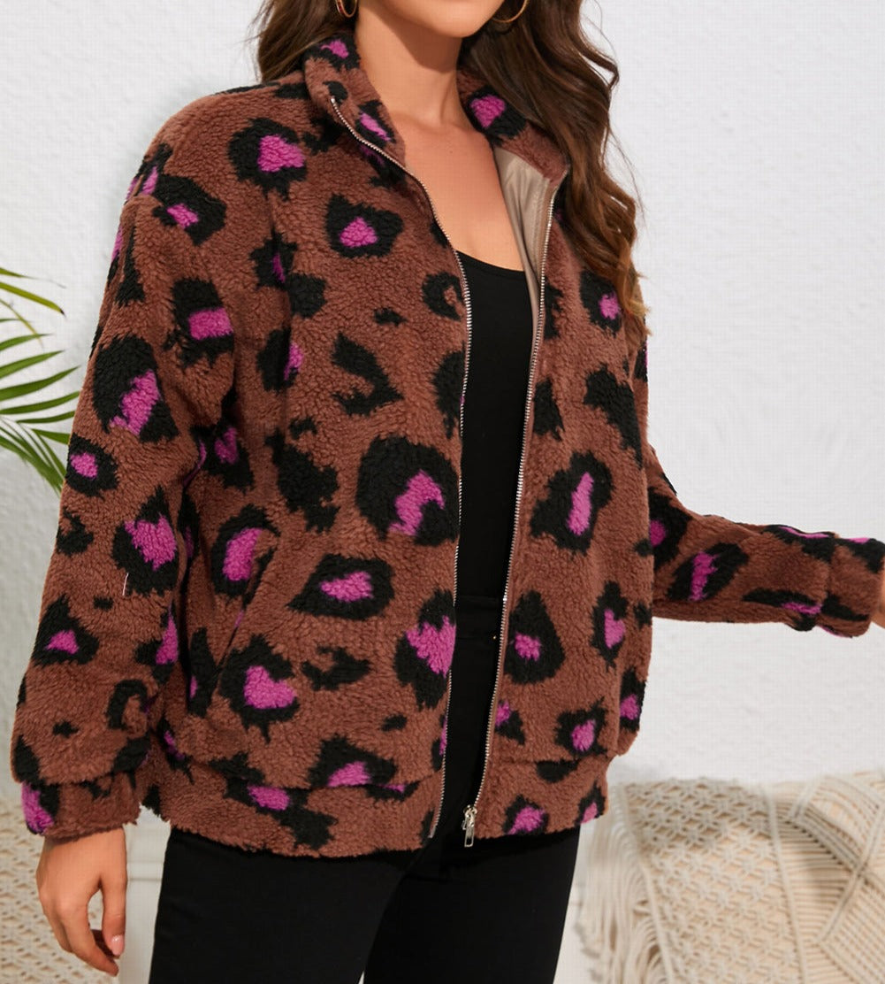 Leopard Sherpa Teddy Jacket