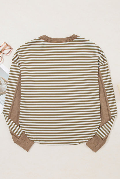 Stripe Thermal Knit Drop Shoulder Top