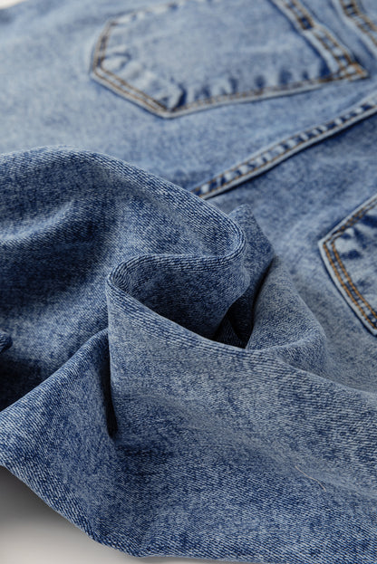 Solid Center-Seam High Waist Straight Jeans