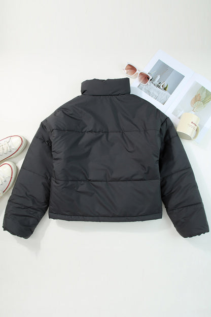 Zip Up Drawstring Puffer Coat