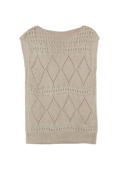 Pointelle Knit Cap Sleeve Top