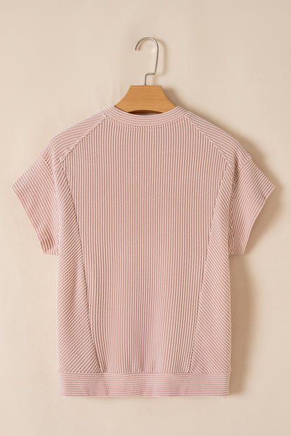 Solid Corded T-Shirt and Pants Set