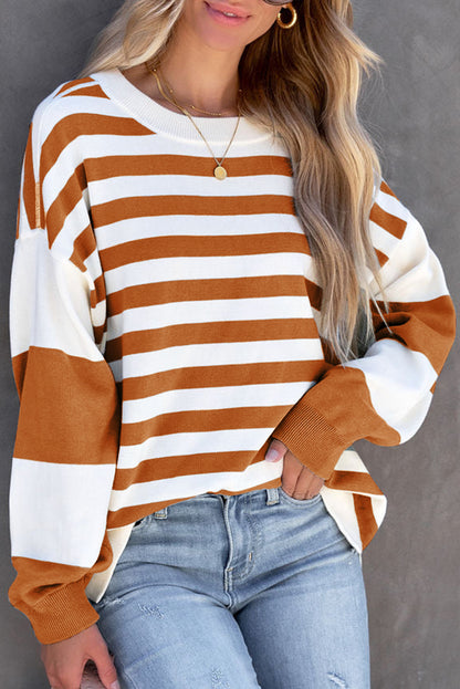 Stripe Drop Shoulder Pullover Sweatshirt