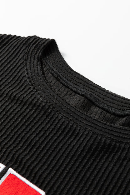 Christmas Merry Corded Knit Long Sleeve Top