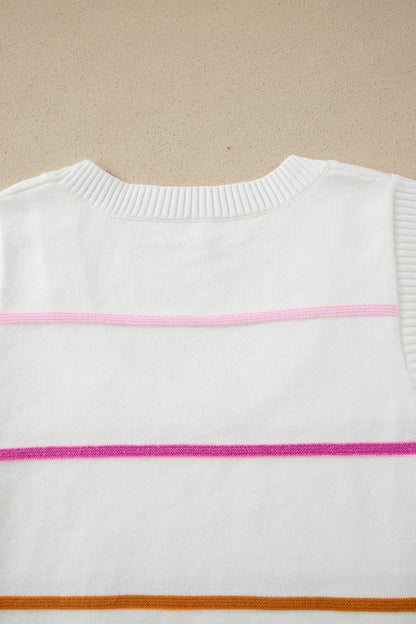 Stripe Round Neck Sleeveless Sweater Tank