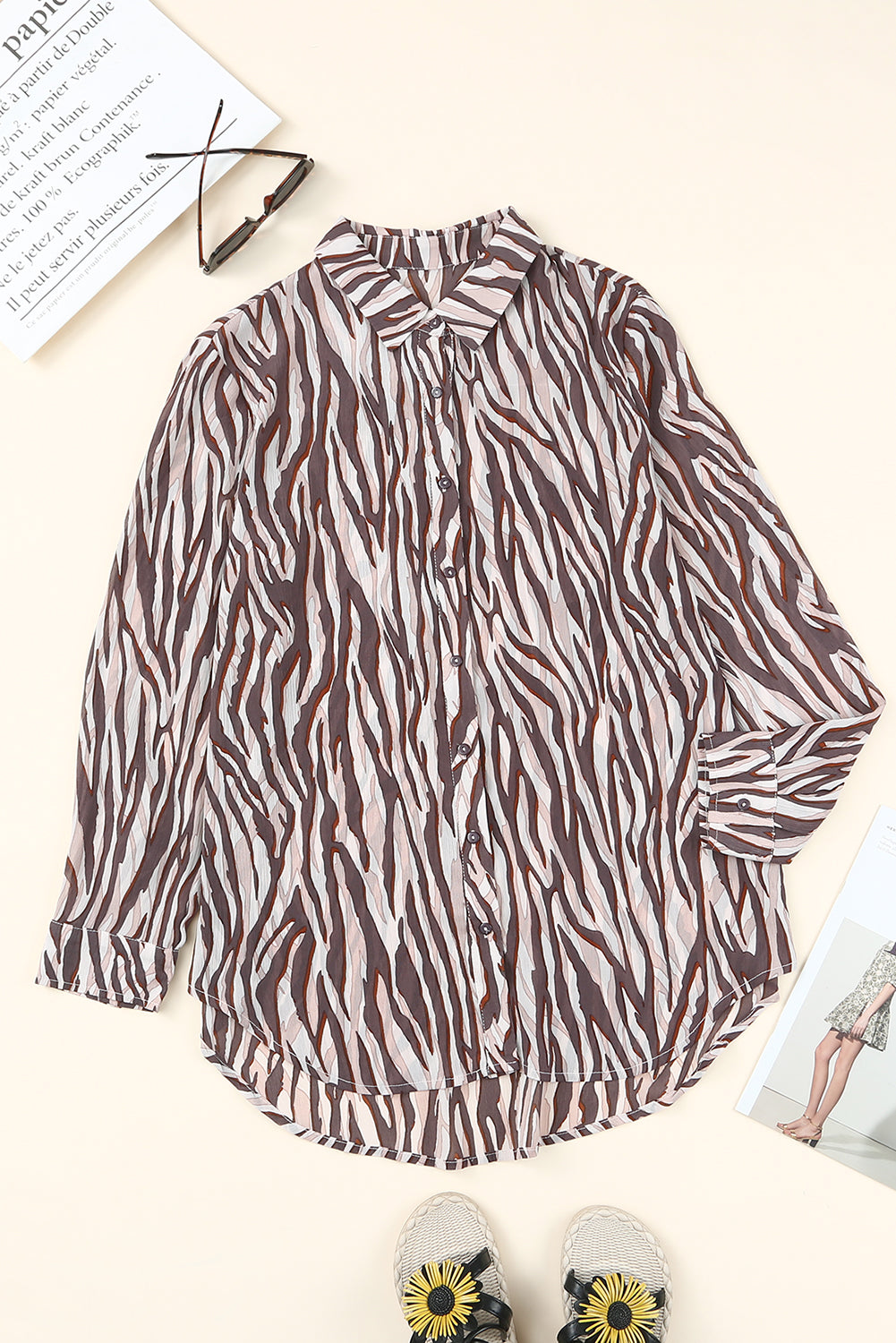 Tiger Stripe Button Front Shirt