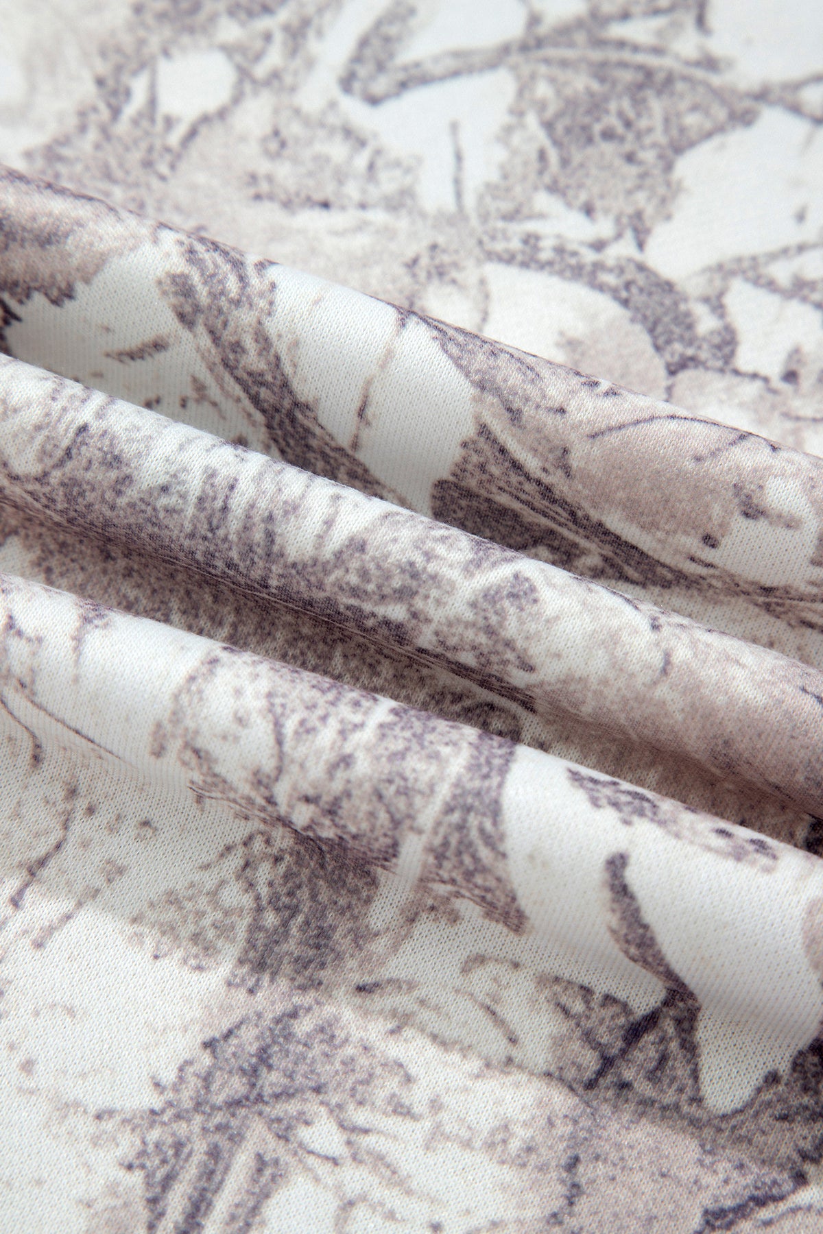 Abstract Camo Ribbed Trim Kangaroo Pocket Hoodie