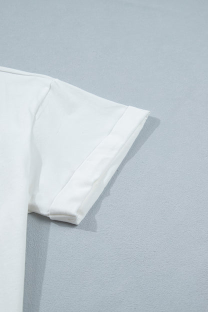 Solid Asymmetric Lace Hem Patchwork T-Shirt