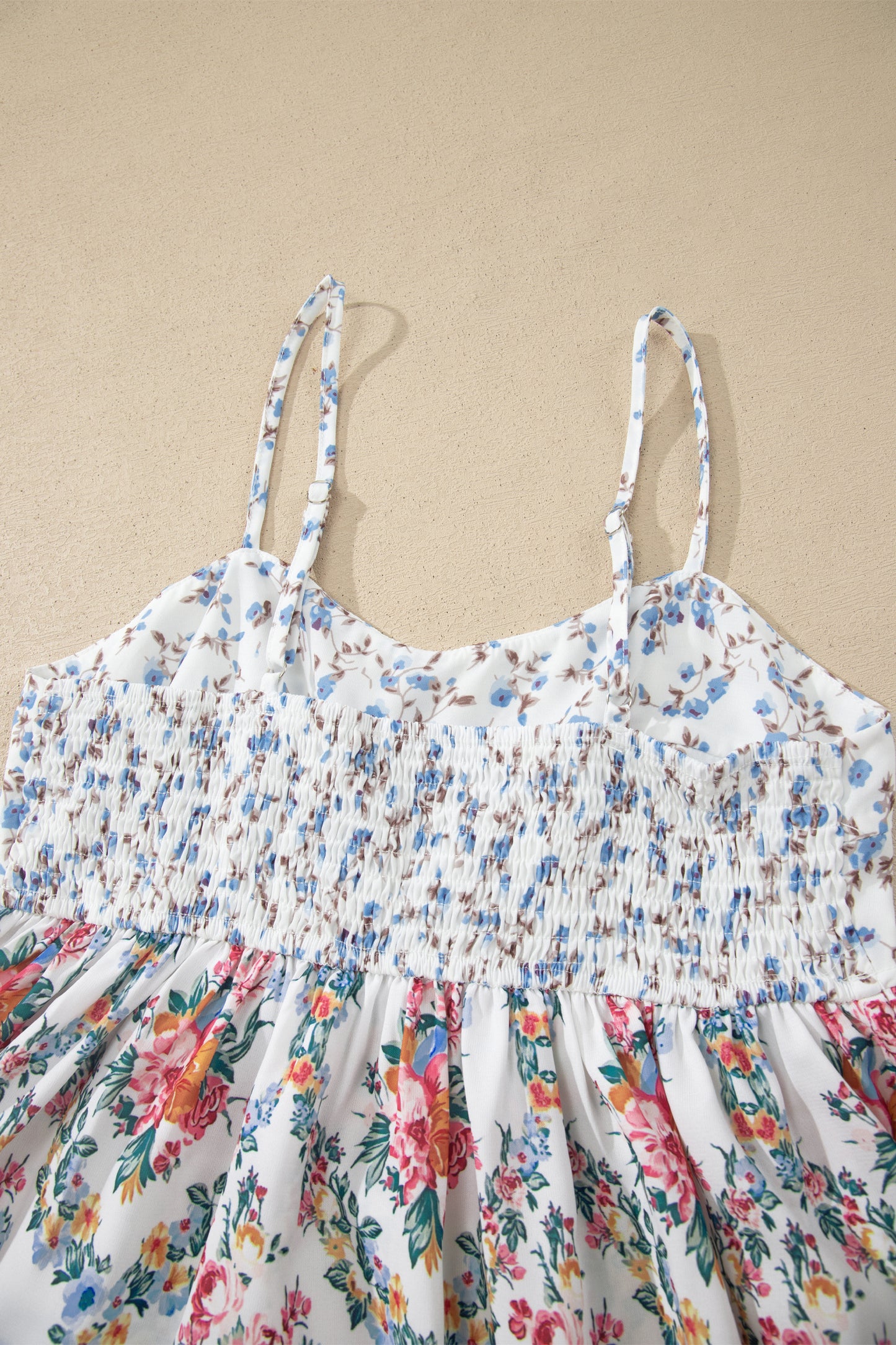 Floral Patchwork Spaghetti Strap Babydoll Top