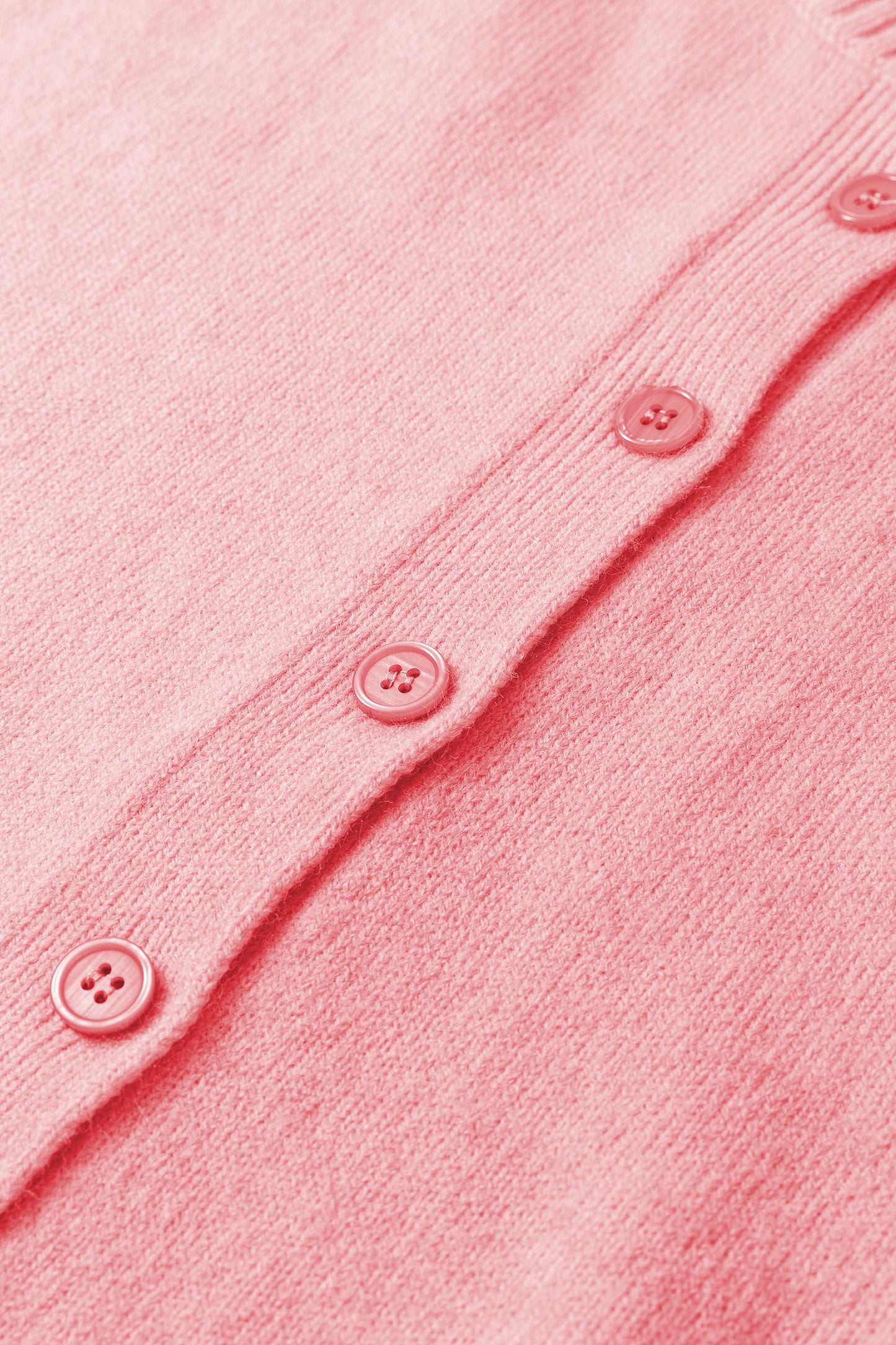 Solid 3/4 Sleeve Boxy Button-Down Cardigan