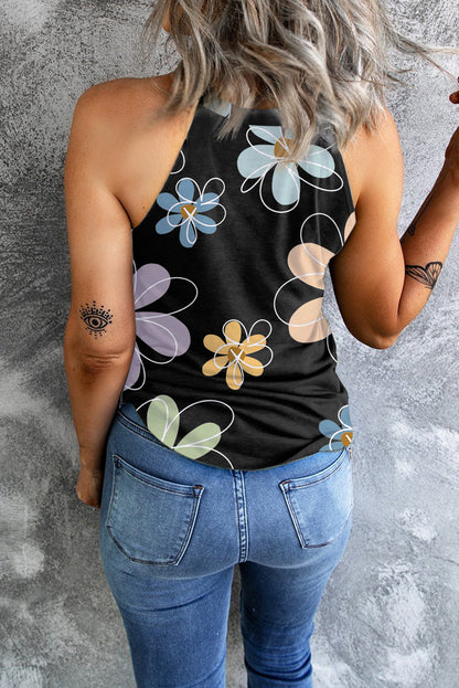 Floral Round Neck Tank Top