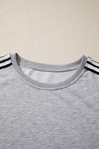 Stripe Patchwork Raw Edge Oversize Tee