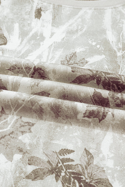 Leafy Camo Reverse Seam Patchwork Baggy Sweatshirt