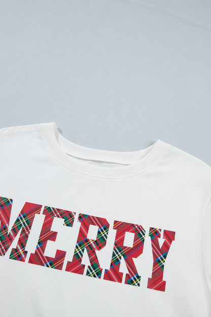 Christmas Plaid MERRY Graphic Top & Shorts Set