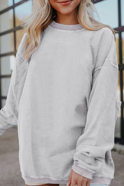 Ribbed Long Sleeve Oversized Sweatshirt