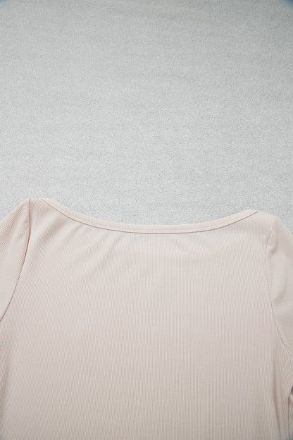 Lace Cuff Patchwork Round Neck Long Sleeve Top