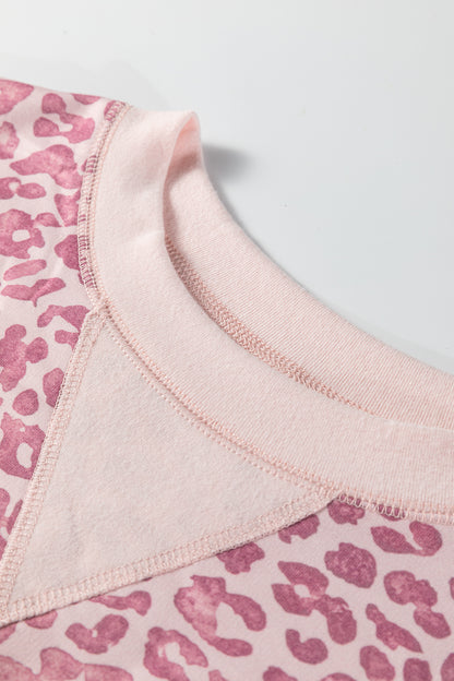 Leopard Patchwork Crew Neck Sweatshirt