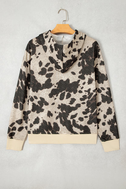 Western Cow Print Kangaroo Pocket Hoodie