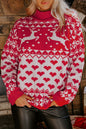 Reindeer Heart Mock Neck Christmas Sweater